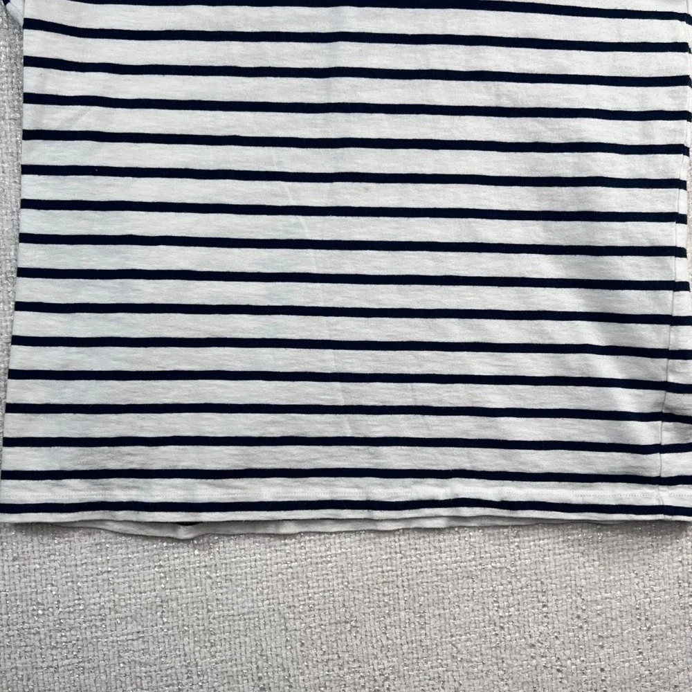 J.Crew Womens Striped Short Sleeve Knit T-Shirt Navy‎ White Large